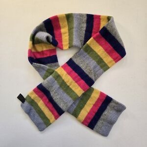 Lambswool Angora stripped cozy y2k 90s pink yellow green knit scarf